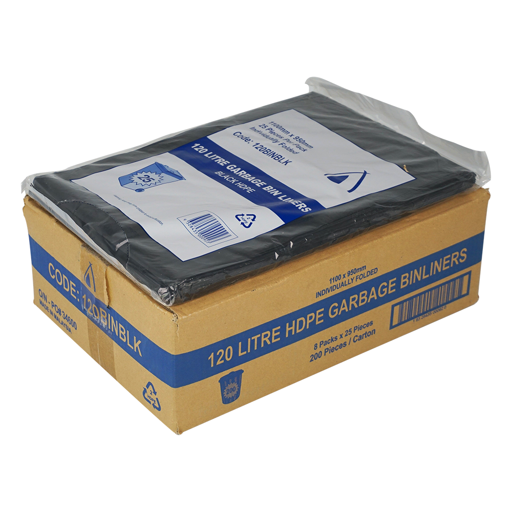 bin liner 120lt black HDPE