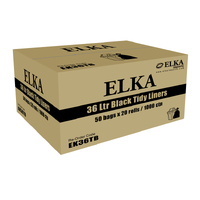 ELKA 36L Regular Duty Bin Liners - Black 1000/Box