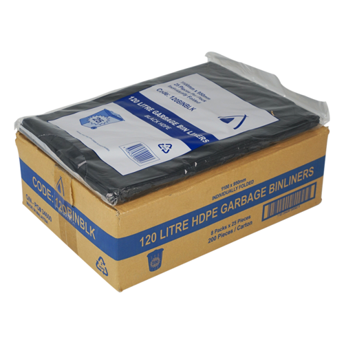bin liner 120lt black HDPE