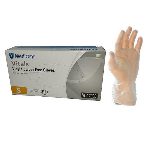 MEDICOM AccuFit Clear Vinyl Powder Free Gloves - Small