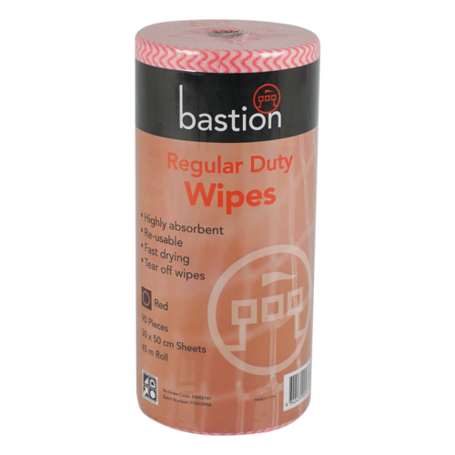 BASTION Regular Duty Wipes 45m - Red
