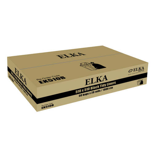 ELKA 18L Regular Duty Bin Liners - Black 1000/Box