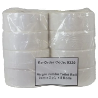 Clean&Soft Toilet Paper x 8 Jumbo Rolls 2 ply 300m