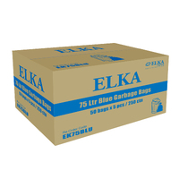 Elka 75L Garbage Bags Carton of 250 Blue (Roll)/CTN