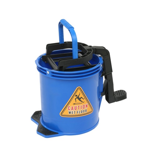 EDCO 16L Commercial Heavy Duty Metal Wringer Mop Bucket - Blue