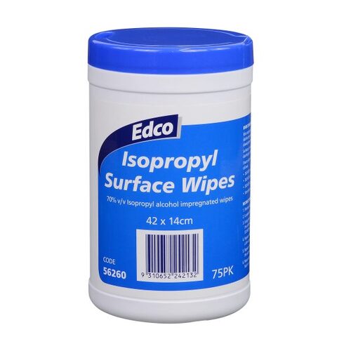 EDCO Isopropyl surface wipes - 75 pack