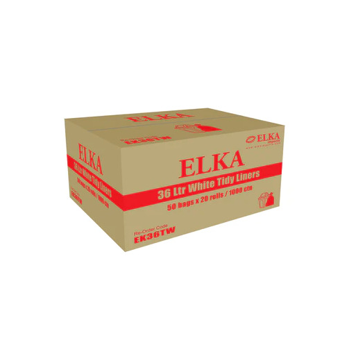 ELKA 36L Regular Duty Bin Liners - White 1000/Roll