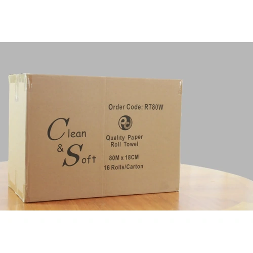 CLEAN&SOFT Virgin Hand Towel Roll 18cm x 80m - 16 rolls