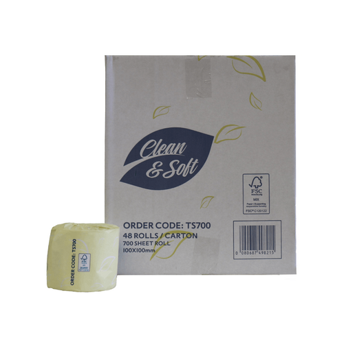 Clean & Soft Toilet Paper 700 Sheets 2ply x 48 Rolls